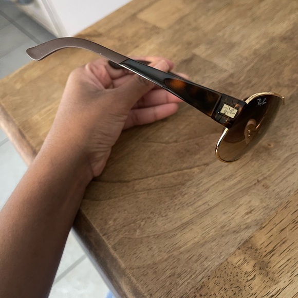Ray-Ban Gold and Brown Aviator Glasses with Gradient Lenses - Picture 2 of 7